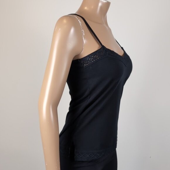 3/$20 Esprit Cami Tank Top Crochet Lace Trim Adjustable Strap Stretch Cotton - Picture 8 of 10